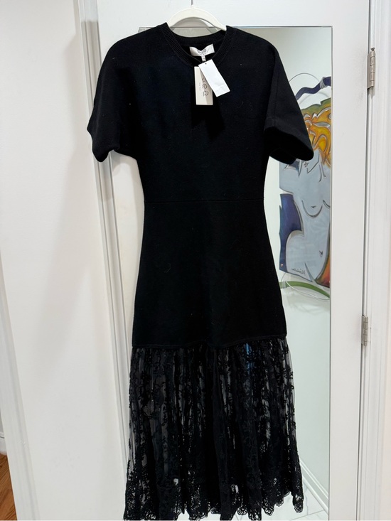 Sea New York Dresses & Skirts - Sea New York Black Short Sleeve Maxi Dress with Lace Hem